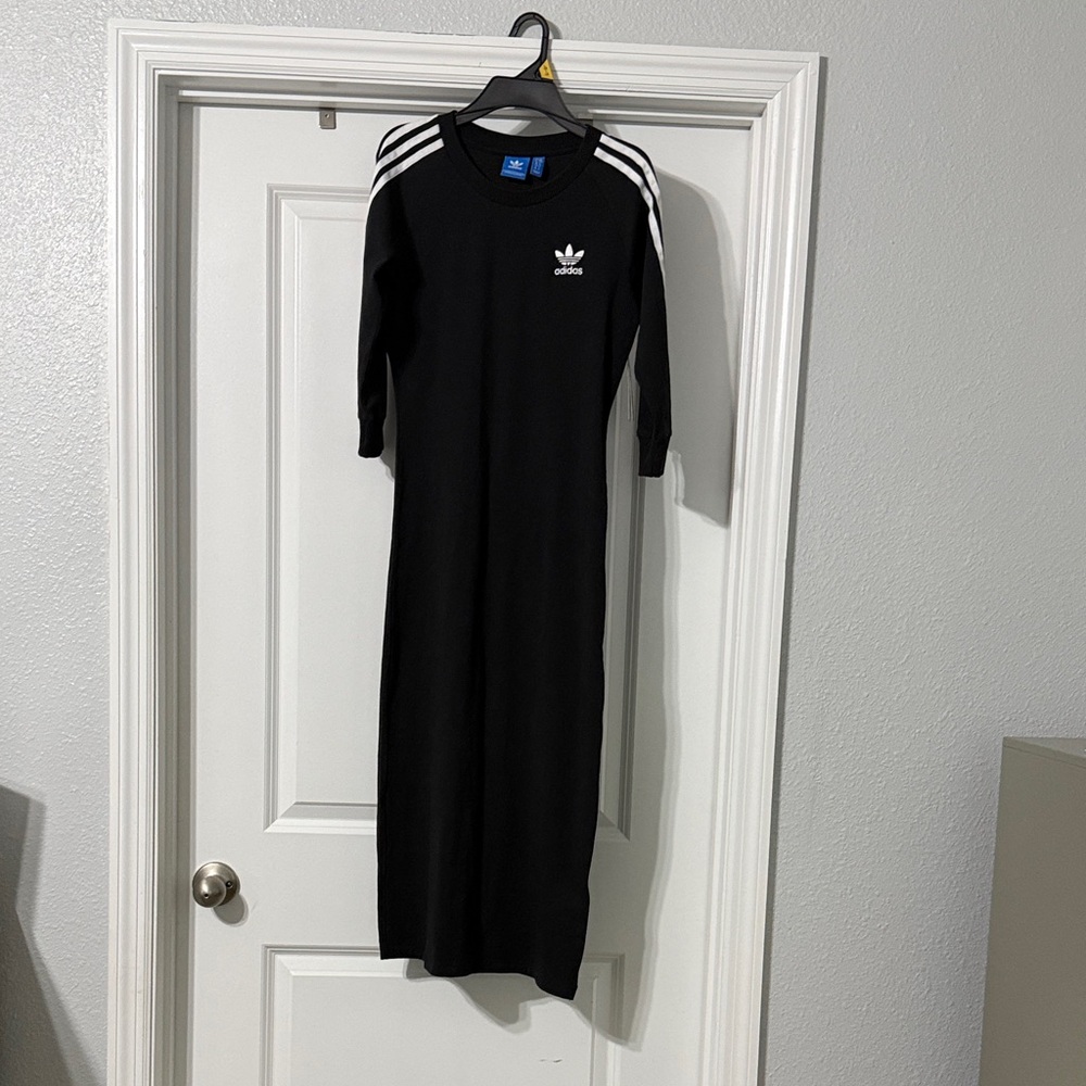 Adidas Black Dress with White Stripes
